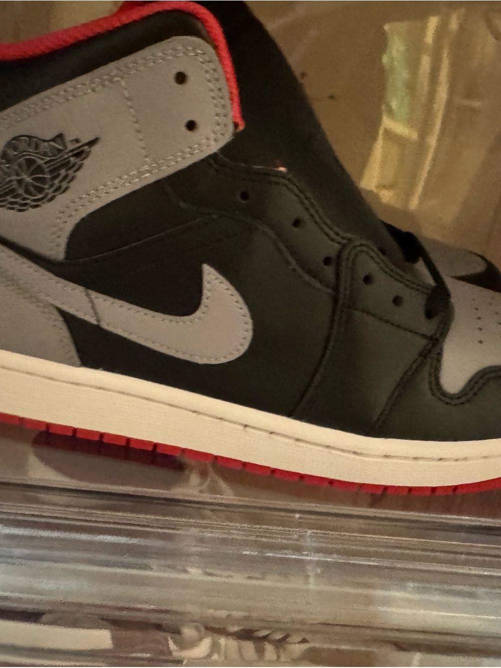 Authentic Nike Men's  Black, Gray and Red High-Top Sneakers